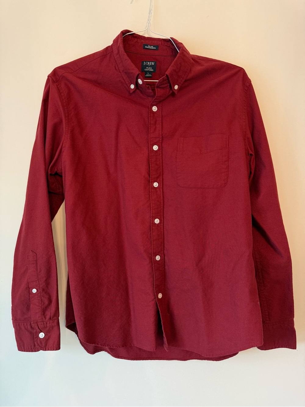 J. Crew Men’s Long-Sleeve Button-Down Shirt - Deep Red